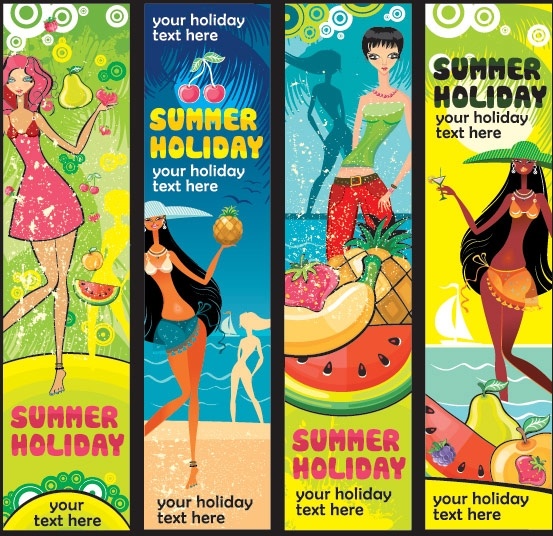 summer female fruit theme banner vector