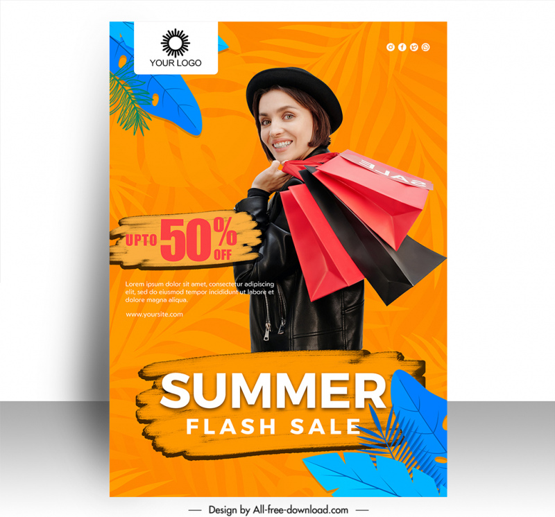 summer flash sale poster template dynamic shopper