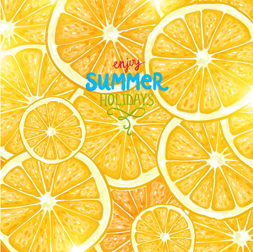 summer fruits backgrounds vector