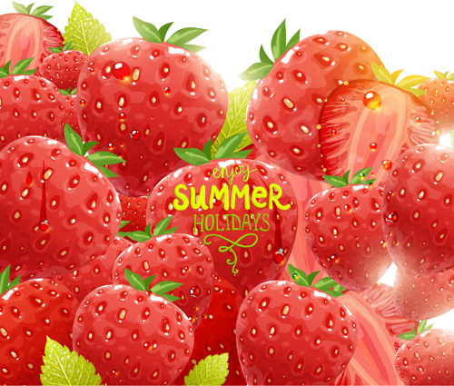 summer fruits backgrounds vector