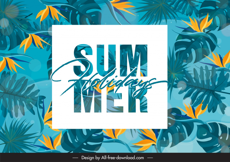 summer holiday background template elegant classic leaves flowers