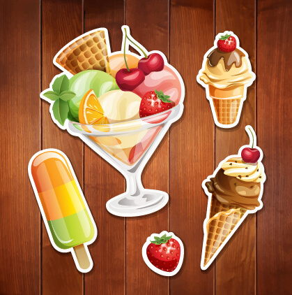 summer holiday food with wooden background vector