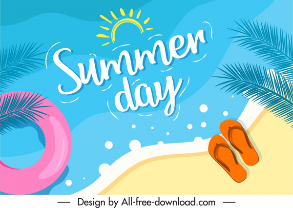 summer holiday poster beach sketch colorful flat design