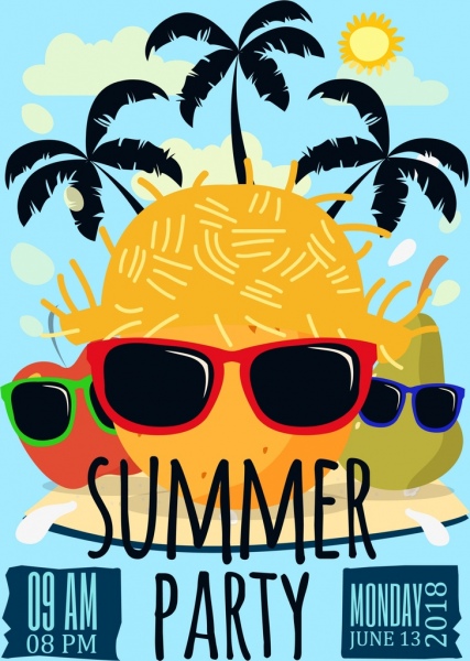 summer party banner funny design tropical style