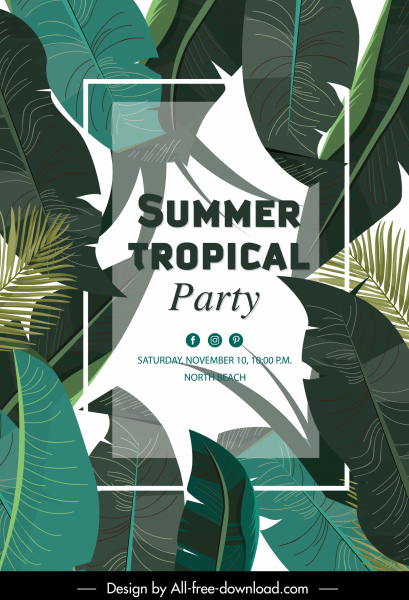 summer party banner green leaves decor classic design