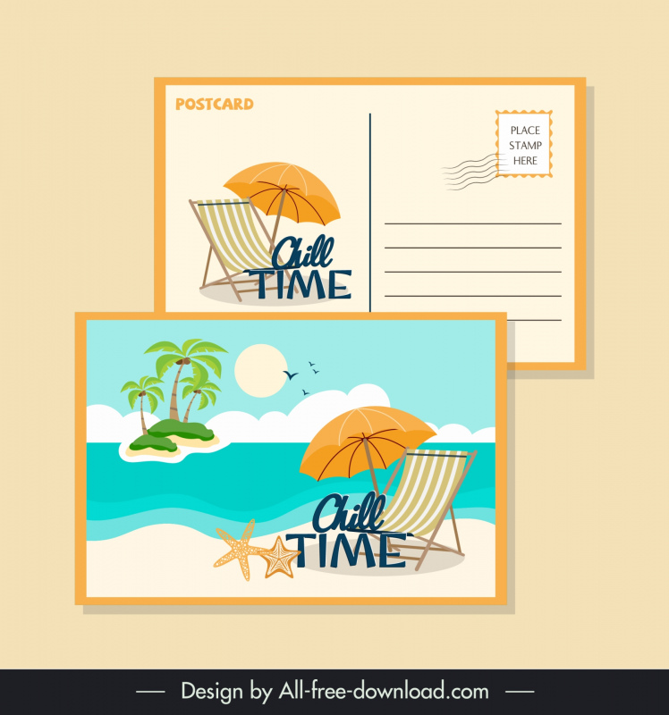 summer postcard templates sea elements