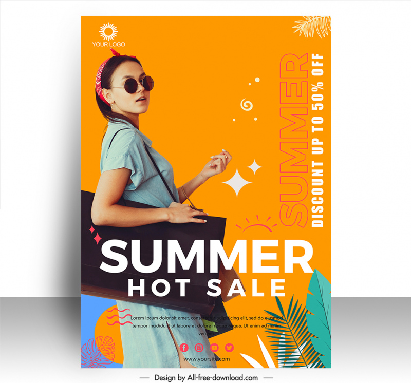 summer sale poster template modern shopper sketch