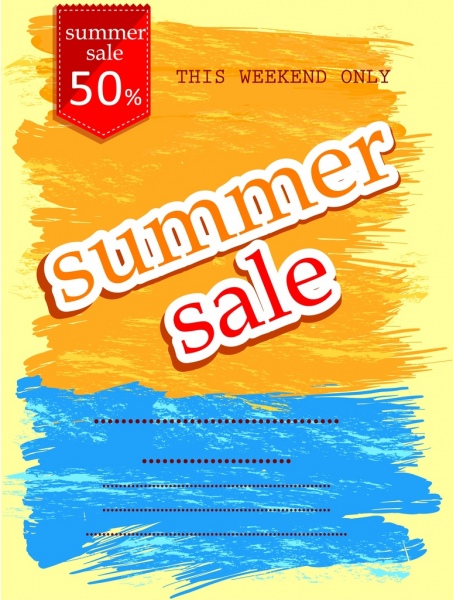 summer sale poster water color grunge ornament