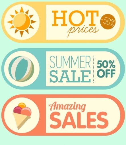 summer sales promotion sticker retro vector
