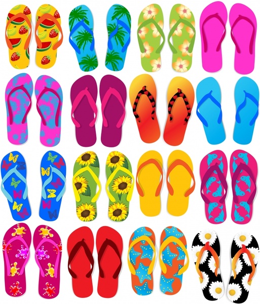 slippers background bright colorful flat design