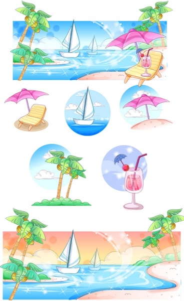 summer style handdrawn style vector series 3