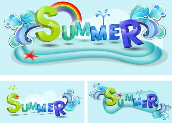 summer theme font design vector