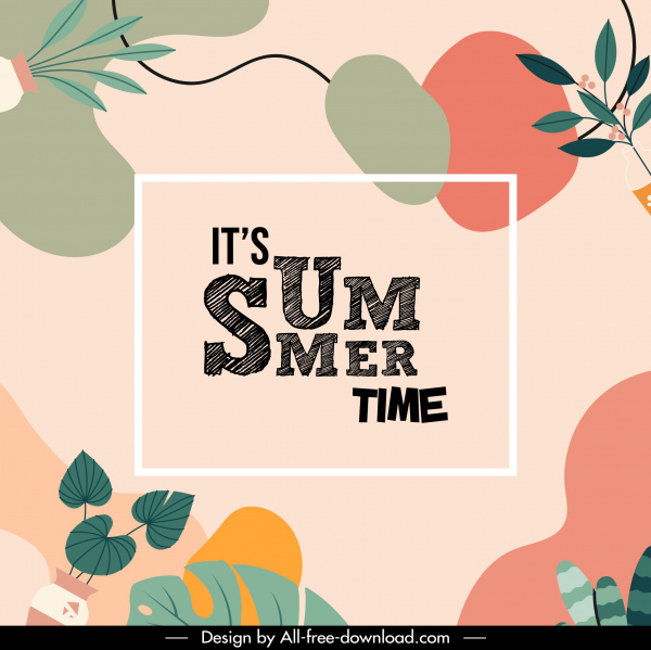 summer time banner colorful classic leaves decor