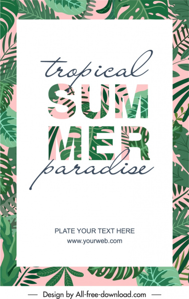 summer time poster leaves texts decor bright classic