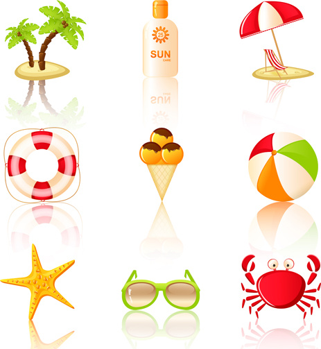 summer travel elements icons vector
