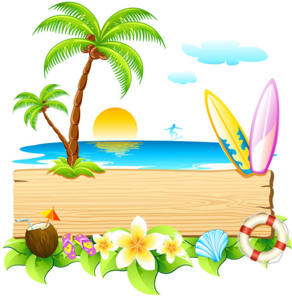 summer travel in tropical design elements vector