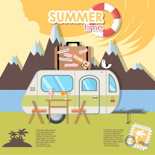 summer travel time creative background graphics