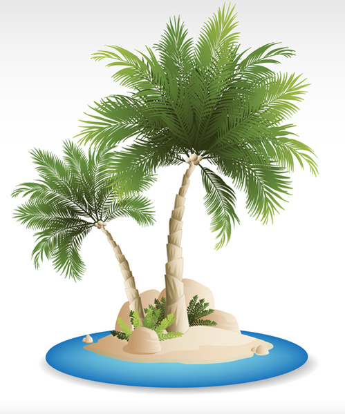 summer tropical island travel background vector