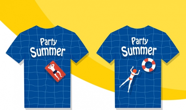 summer tshirt template swimming pool human icons decor