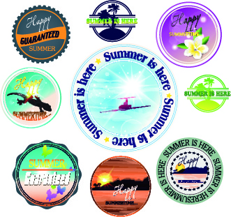 summer vacation travel labels with logos vector