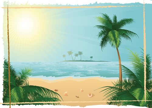 Sunny beach design vector background Vectors graphic art designs in editable .ai .eps .svg