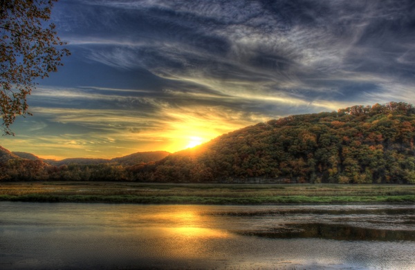 sunset across the river at perrot state park wisconsin