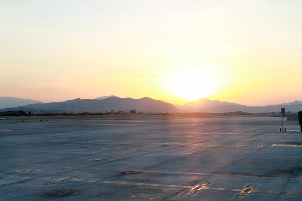 sunset at the airport 