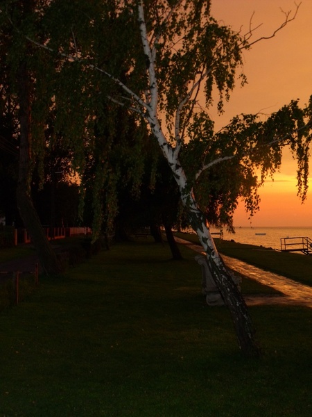 sunset beach promenade lake