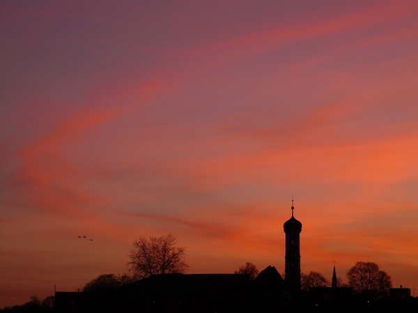 sunset church tower 