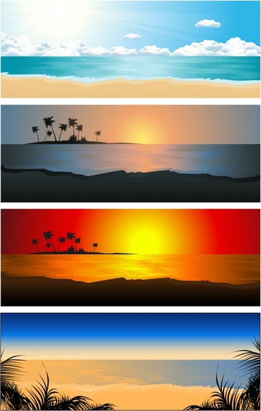 sea scene backgrounds modern design sunrise sunset sketch