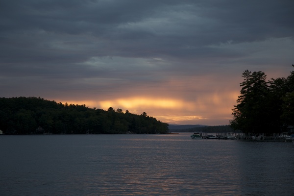 sunset lake clouds water 