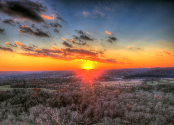 sunset over kickapoo river valley at wildcat mountain state park wisconsin