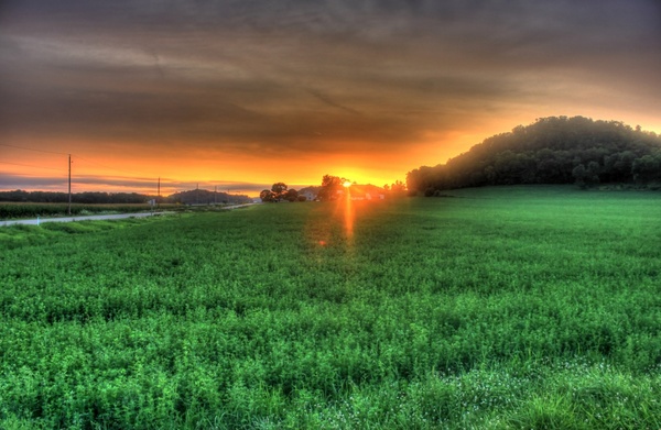 sunset over the fields in wisconsin