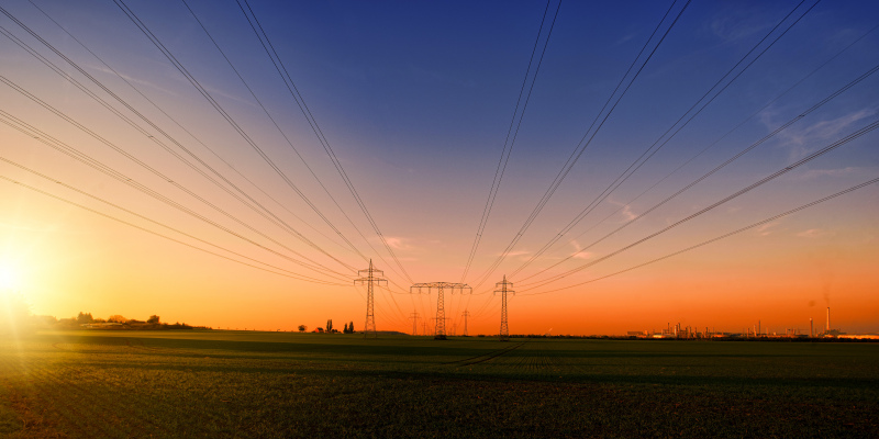 sunset scenery picture dark electricity lines scene 