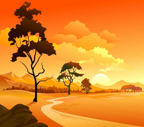 sunset vector background