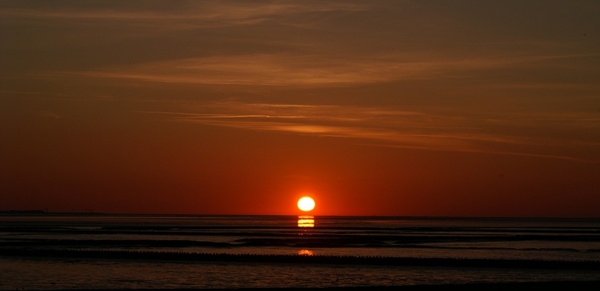 sunset wadden sea north sea