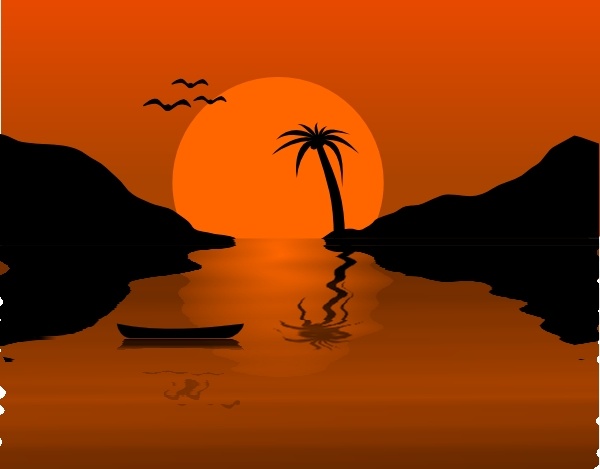 Sunset Water Scene clip art
