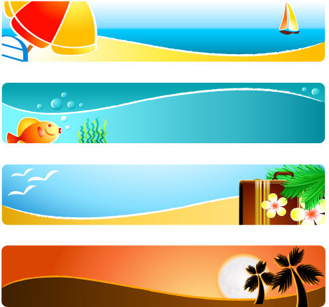 sunshine beach banner design vector