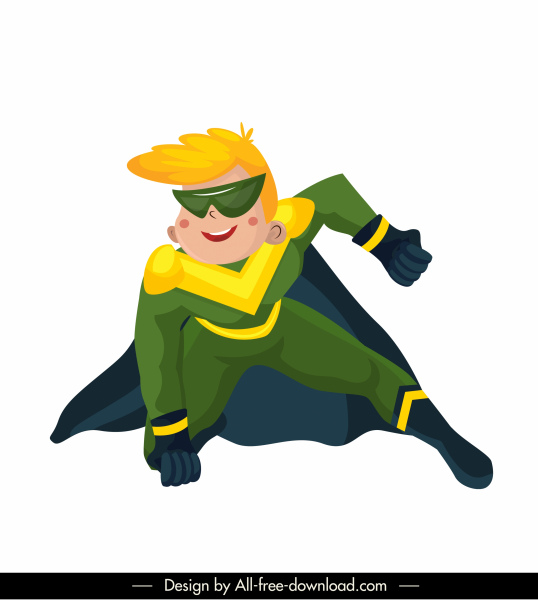super hero icon colored cartoon character sketch