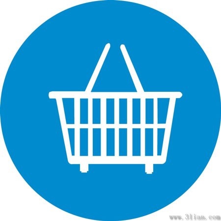 supermarket basket icon vector blue background