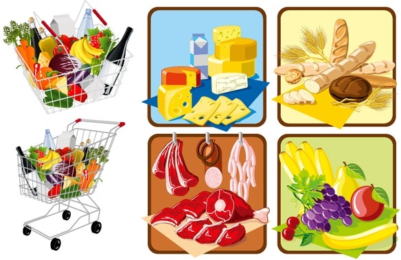 supermarket shopping theme vector