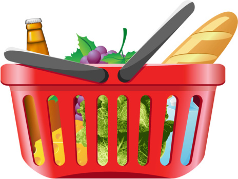 supermarkets shopping basket with food vector