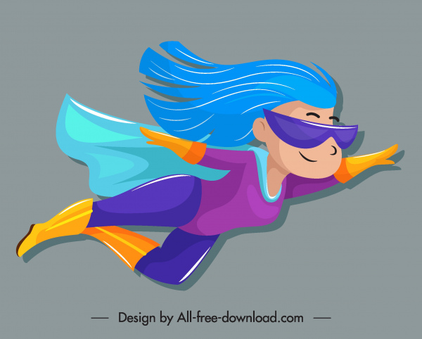 superwoman icon cute cartoon character flying sketch