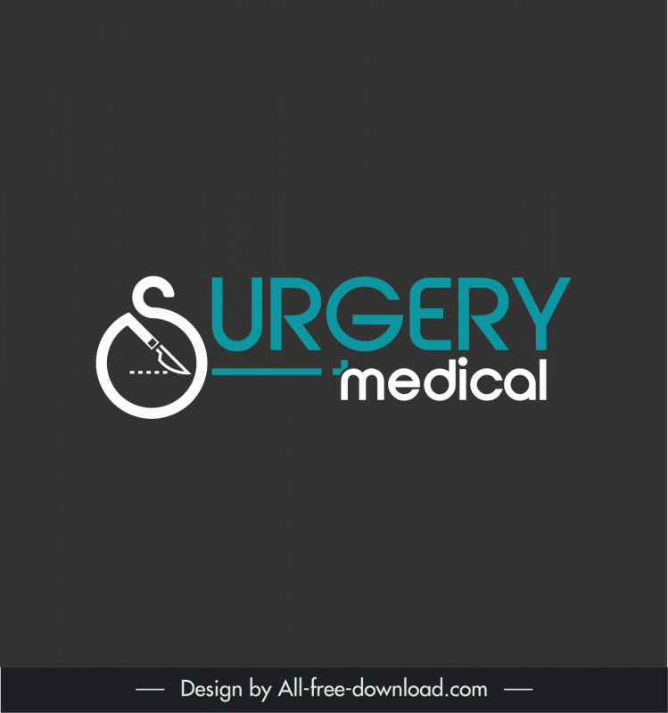 surgery medical logo template flat stylized texts knife sketch  
