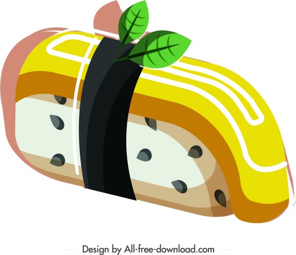 sushi cuisine icon colorful 3d design
