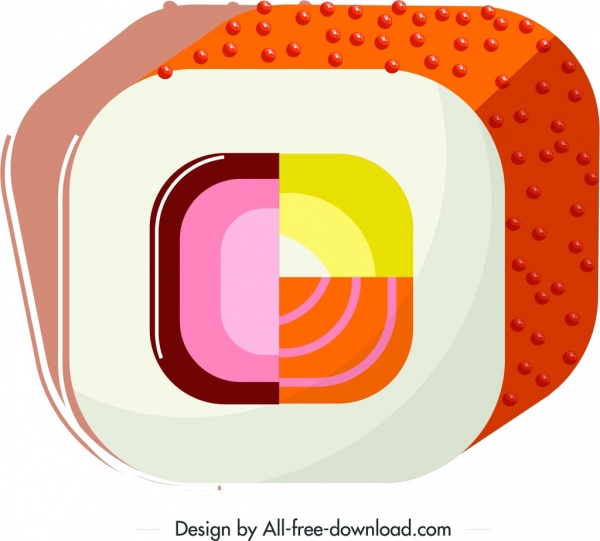 sushi cuisine icon colorful closeup geometric design