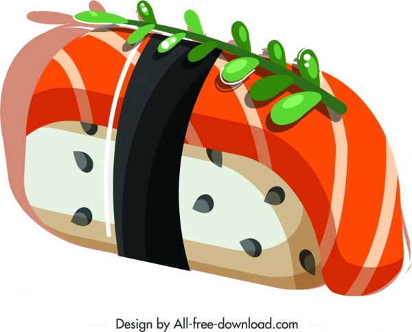 sushi icon colorful 3d closeup design 