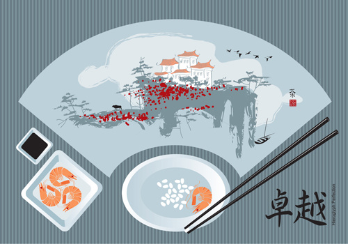 sushi menu cover design vector