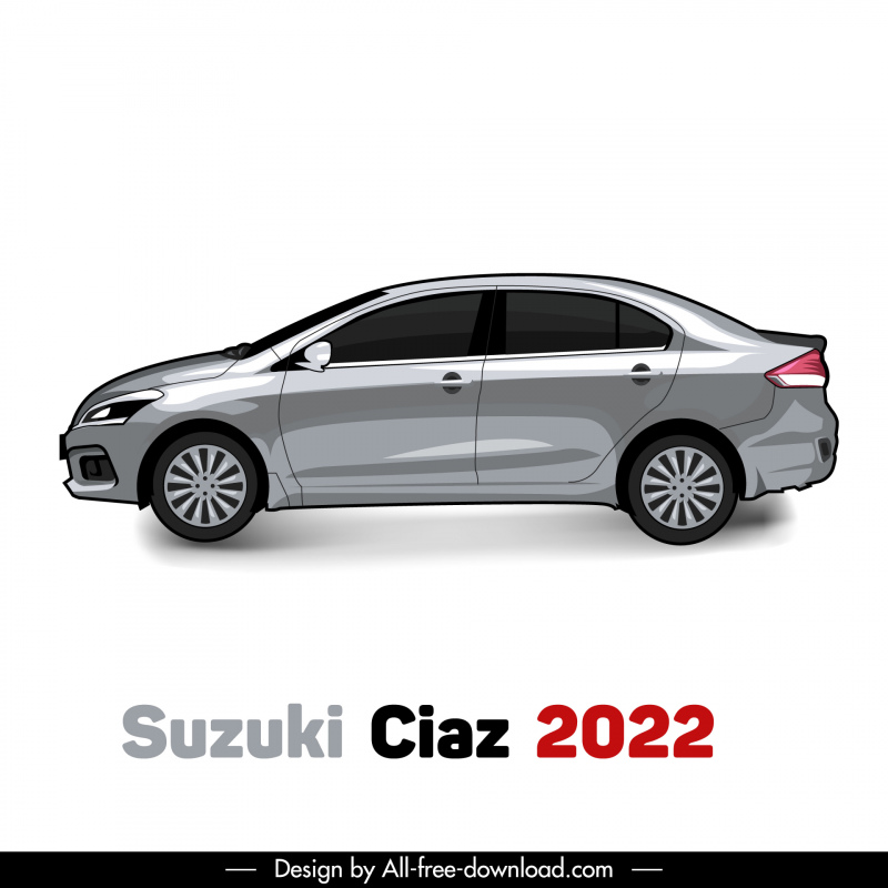 suzuki ciaz 2022 car model advertising template flat side view outline 