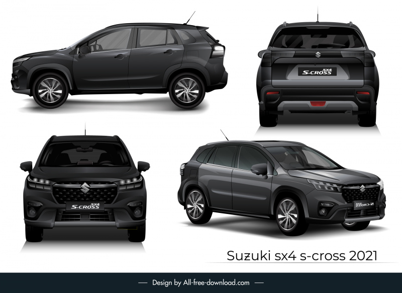 suzuki sx4 s cross 2021 car advertising template modern different views outline 3d design 